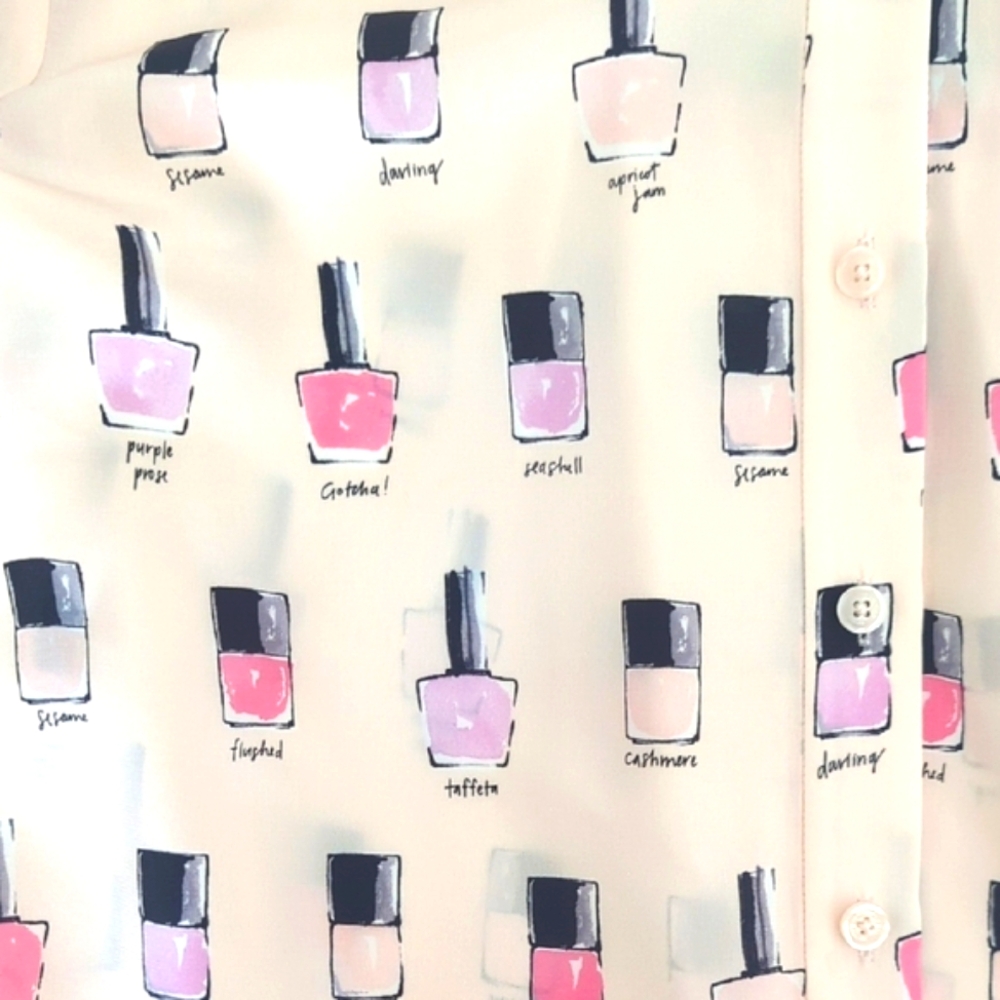 NWT Kate Spade Pink and Purple Nail Polish Print Shirt - Picture 8 of 9